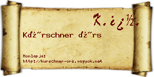 Kürschner Örs névjegykártya